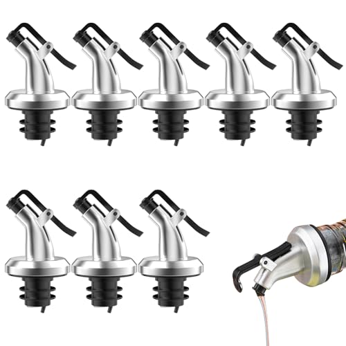Newpop 8 Piezas Vertedor de Botellas, Taper Vertedores Aceite, Vertedor Dosificador con Tapas, Tapón de Botella de Vino, Boquillas para Verter Aceite, Dispensador de Botella para Aceite y Vinagre