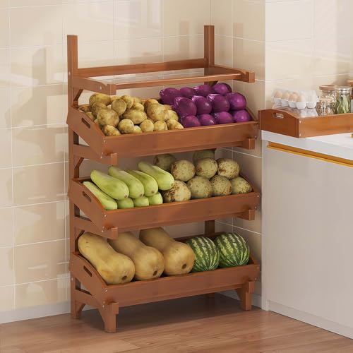Almacenamiento vertical de madera de 66 cm para verduras en pasillos de comercios 3