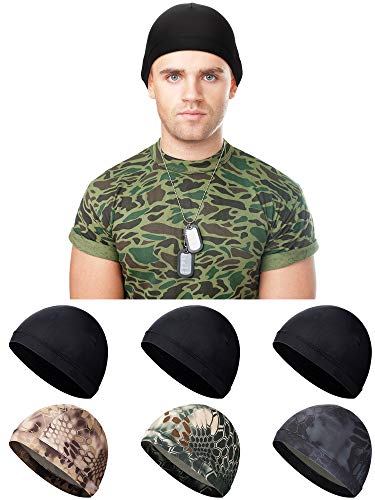 Image of SATINIOR 6 Pieces Unisex Helmet Liner Skull Cap Cooling Cycling Cap Sports Helmet Cap Sweat Wicking Cap