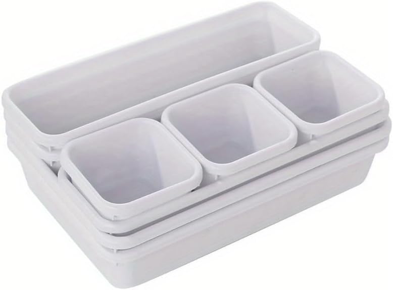 8pcs/set Home Drawer Organizer Box Trays Storage Box Office Storage Kitchen Bathroom Closet Jewelry Makeup Desk Box Organization (white)