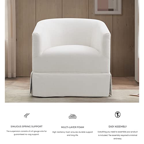 Locus Bono Swivel Accent Chair, Upholstered Swivel Chairs For Living Room, Bedroom, Lounge, Nursery, Fabric Swivel Barrel Chair For Small Space (Cream/White) #TOP2