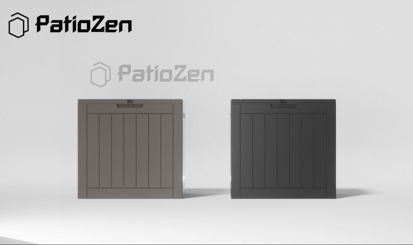 PatioZen 31 Gallon Resin Deck Box, Lockable Patio Outdoor Storage Box for Furniture, Garden Tools and Tools Storage, Waterproof Outside Storage Boxes - Black