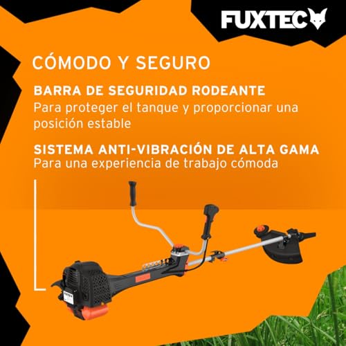 Miniatura 6 de Fuxtec Desbrozadora Profesional De Gasolina Multifunción Ps152 De 52 Cc, 3 Cv - Con Correa Para El Hombro, Cuchilla De 3 Dientes, Carrete, Sistema Antivibración Y Cortadora - Motor De 2 Tiempos