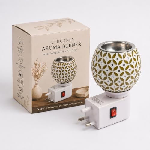 Revwd Kapoor Dani Electrical Camphor Diffuser Glass with On/Off Switch to Toggle Between Burner and Lamp (Yellow Kapurdani)