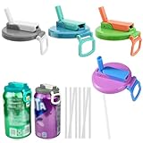 4 coperchi per lattine di soda con cannuccia, riutilizzabili, senza BPA, a prova di perdite, con cannucce, adatti per bevande gassate, birra, succhi di frutta, seltzer, bevande energetiche (B)