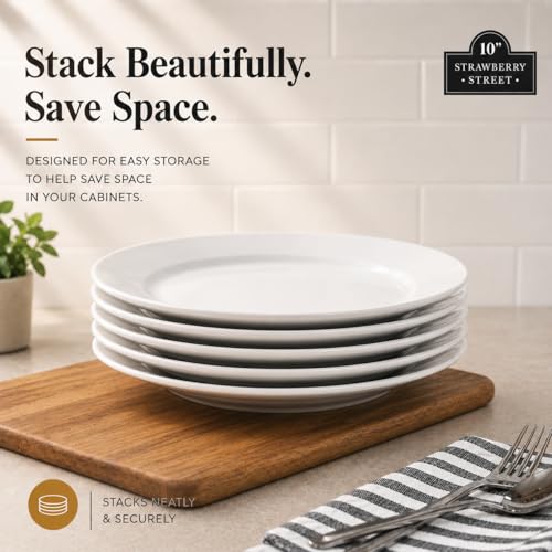 10 Strawberry Street Simply White 10.5" Round Dinner Plate, Set of 6 - Image 4