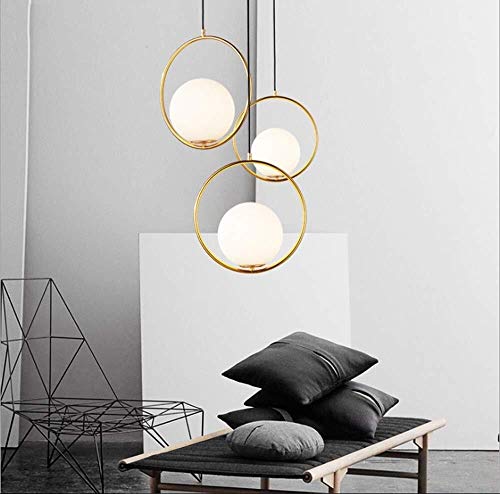 Yang1Mn Modern Gold-Plated Wrought Iron Chandelier Creative Personality Single Head Small Chandelier Post Modern Restaurant Living Room Chandelier #TOP1