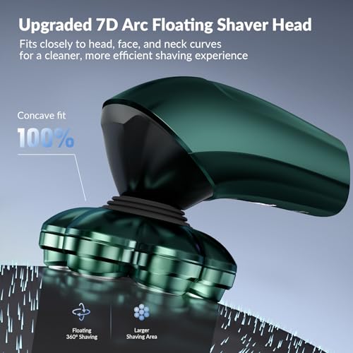 Image of Head Shavers for Bald Men - 7D Arc Magnetic Detachable Electric Razor, Waterproof Wet Dry 5-in-1 Electric Shaving & Grooming Kit, LED Display Rechargeable Head & Body Hair Shaver, Dark Green