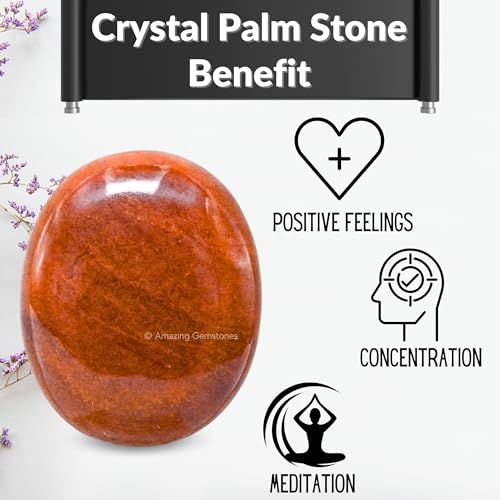 Image of Amazing Gemstone Chocolate Jasper Crystals and Healing Stones - Large Palm Stone Crystals Piedra - Crystal for Good Luck, Positive Energy, Meditation - Unique Stocking Stuffers and Birthday Gifts