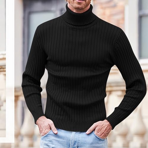 Mens Slim Fit Turtleneck Sweater Casual Soild Knitted Warm Pullover Tops Fashion Twist Winter Base Layer Knitwear3