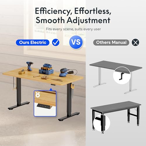 FLEXISPOT Electric Adjustable Workbench, 55x28 Inches Ergonomic Worktable with Drawer and Wheels for Garage, Workshop and Office, Spacious Desktop for Woodworking and Crafts, Maple, 4 Packages - image 3