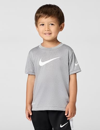 Image of Nike Boys Polyester Solid Little 2 Piece Swoosh T-Shirt Tee & Mesh Shorts Set