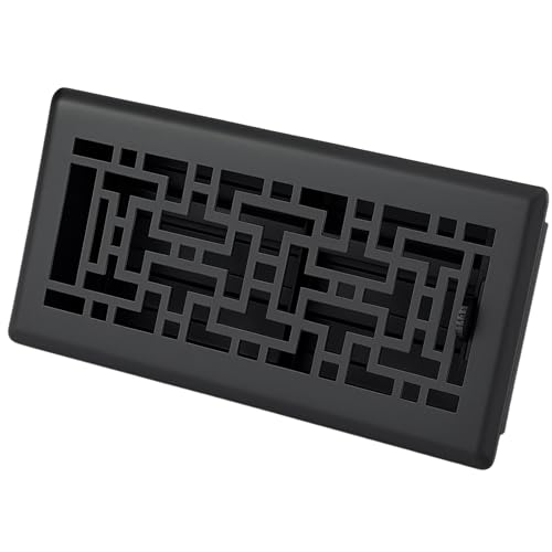 Sierra Grates 4 x 14 Oriental Floor Register in Textured Black Finish - Vent Covers for Home Floor- Decorative Air Vent Covers- Floor Register 4” x 14” (Duct Opening)