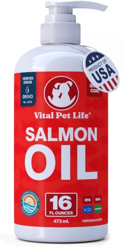 Salmon Oil for Dogs & Cats, Healthy Skin & Coat, Liquid Fish Omega 3, 16 oz