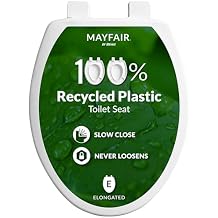 Mayfair Greenleaf Modern Toilet Seat, Recycled Plastic, Slow Close, Easy Clean, Elongated, White