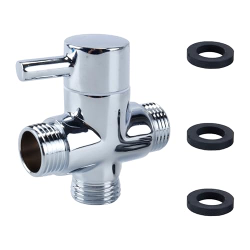 Ausi Adaptateur en T à 3 voies pour inverseur de douche – Raccord d'arrêt d'entrée/sortie mâle G1/2 (pour bras de pommeau de douche)