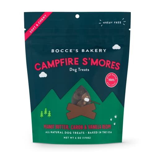 Bocce's Bakery Campfire S'mores Treats For Dogs, Wheat-Free Everyday Dog Treats, Made With Real Ingredients, Baked In The Usa, All-Natural Soft & Chewy Cookies, Peanut Butter, Carob, & Vanilla, 6 Oz #TOP16