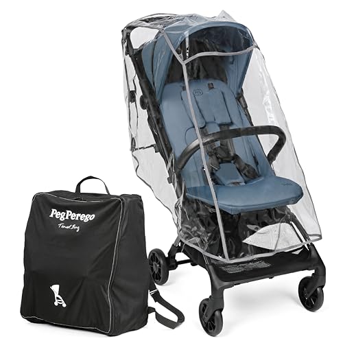 Peg Perego Leichter Buggy Volo mit Regenschutz, Handgepäckgröße, Flugzeuggeeignet, Kompakt, Ab Geburt bis 22 kg, Reisetasche Inklusive, Blue Cameo