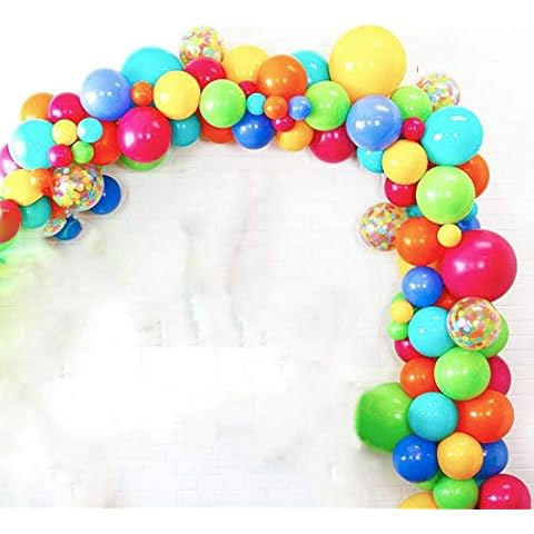 Circus Carnival Party Balloons Garland Arch Kit, Fiesta Rainbow Party Balloons, Red Yellow Blue Balloon Decoration Strip for Baby Shower, Paw Birthday Party, Wedding Party Decorations Cover