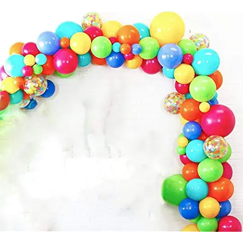 Circus Carnival Party Balloons Garland Arch Kit, Fiesta Rainbow Party Balloons, Red Yellow Blue Balloon Decoration Strip for Baby Shower, Paw Birthday Party, Wedding Party Decorations Cover