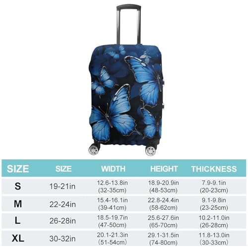 Dark Blue Butterflies Luggage Cover, Washable Elastic Suitcase Cover Protector Fit 18-32 Inch Luggage2