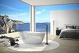 BADLAND Freistehende Badewanne Wanne Oval 160x70 mit Ablaufgarnitur Click Clack Mineralguss GRATIS