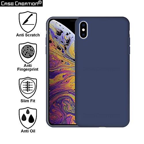 Image of Case Creation Luxurious OG Series for Apple iPhone Xs Case Cover,Anti-Dirty Slim Case Frosted Matte Cute Candy TPU Raised Bezel (Splash of Color) Back Cover for iPhone Xs -Navy Blue