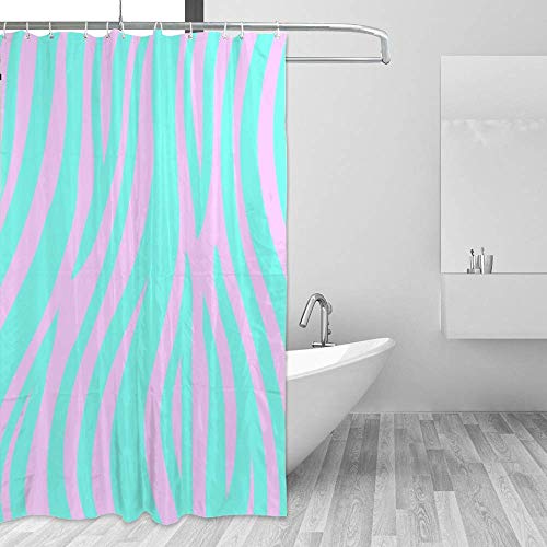 Rideau de douche polyester à rayures bleues et roses CHEHONG lavable 182x183cm