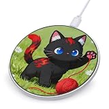 Black Red Kitten Wireless Charger Magnetic Phone Induction Charger 10w Fast Wireless Charging Station Compatible with iPhone 17 16 15 14 13 12 Pro Max Samsung Galaxy S25 S24 S23