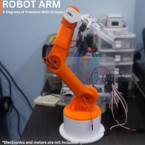 Image of Bench Robotics STEM Robot Arm Smartphone Controlled || Educational DIY Kit (3D Printed Parts) (Industrial Orange)