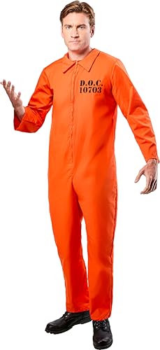 Rubies Men's Jailbird Adult Sized Costume, Orange, Standard US for Themed Parties and Halloween