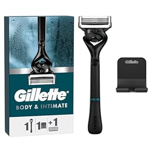 Gillette Body and Intimate Razor for Men, Razor for Pubic Hair, Gentle and Easy to Use, 1 Handle + 1 Razor Blade Refill