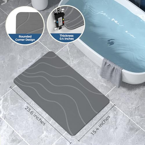 Pucun PUCUN-01 Stone Bath Mat Diatomaceous Earth Non-Slip Shower Mat,Quick Drying Diatomite Bath Stone Mat For Bathroom Floor -Super Absorbent,Natural thumb #1