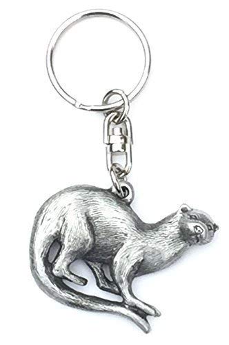 Emblems-Gifts Otter Handmade Pewter Keyring + Badge + Organza Bag