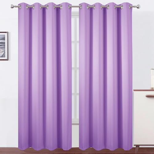 Image of LEMOMO Blackout Curtains 52 x 90 Inch Long Lavender Curtains Set of 2 Panels Room Darkening Curtains for Bedroom and Living Room