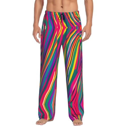 Pantalon de vacances fluide à lignes arc-en-ciel idéal pour vos soirées d'été