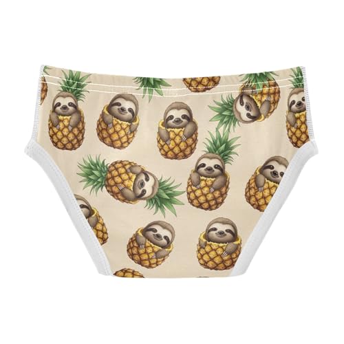 CHIFIGNO Boy Cotton Underwear Soft Briefs Printed Brief Underwear for Little Boys, Cute Sloth Pineapple Beige2