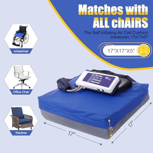 Alternating Pressure Wheelchair Cushion Pneumatic Waterproof Air Cell Cushion for Pressure Sore Relief Promotes Blood Flow Minimizes Tissue Deformation Relieve Coccyx Tailbone Pain Low Air Loss - Thumbnail 2