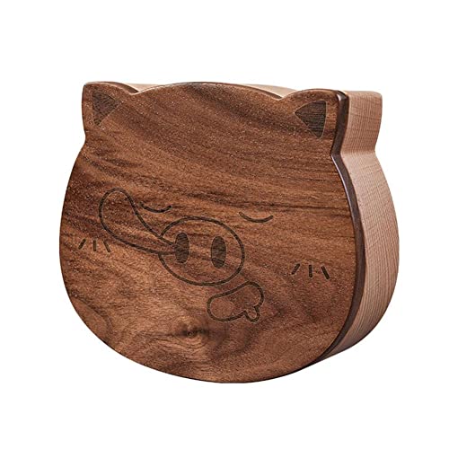 FIYSON Boîte de bijoux en bois vintage Boîte de rangement en bois boîte Box en bois mignon chaton forme de bonbons Conteneur de rangement de bijoux pour anneaux Colliers d'oreille Colliers (cochon) Cover