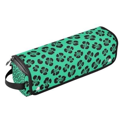 Case de viaje 2-en-1 para rizadores con tapete resistente al calor, impermeable, organizador para herramientas de cabello como planchas y rizadores, estampado Leopardo Verde miniatura 1