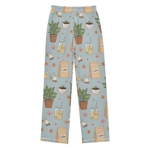 CUPADA Casual Pajama Pants Tea Cake Plants Flowers Track Pants Sweatpants Athletic Pants for 9-10 Years_sk630