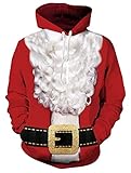 Picture of Goodstoworld Mens Womens Christmas Hoodies Teen Boy Girl Gifts 3D Cool Sweatshirt Fashion Santa Claus Beard Graphic Pullover Red Hoodie Ugly Sweater Jacket Coat