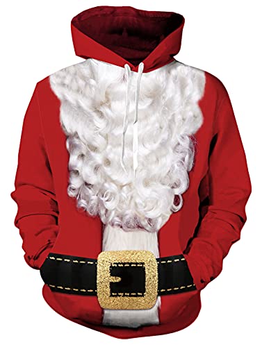 Goodstoworld Mens Womens Christmas Hoodies 3D Cool Sweatshirt Santa Claus