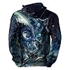 Zenzenze Skull Hoodies for Men Women 3D Graphic Sweatshirts Novelty Pullover Hoodie Funny Hoody Hooded With Pockets, Cool Wolf, XXL #1