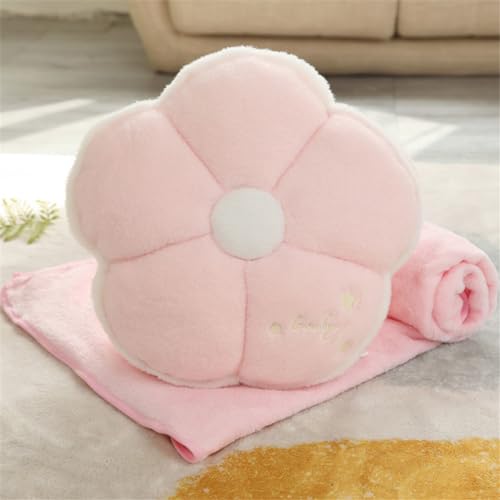 Hixingo Couverture et Oreiller de Voyage 2 en 1, Couverture et Coussin de Voyage Multifonctional Doux et Chaud Plaids Couverture Hiver pour Canapé, Bureau, Literie (100x170cm,Fleur Rose)