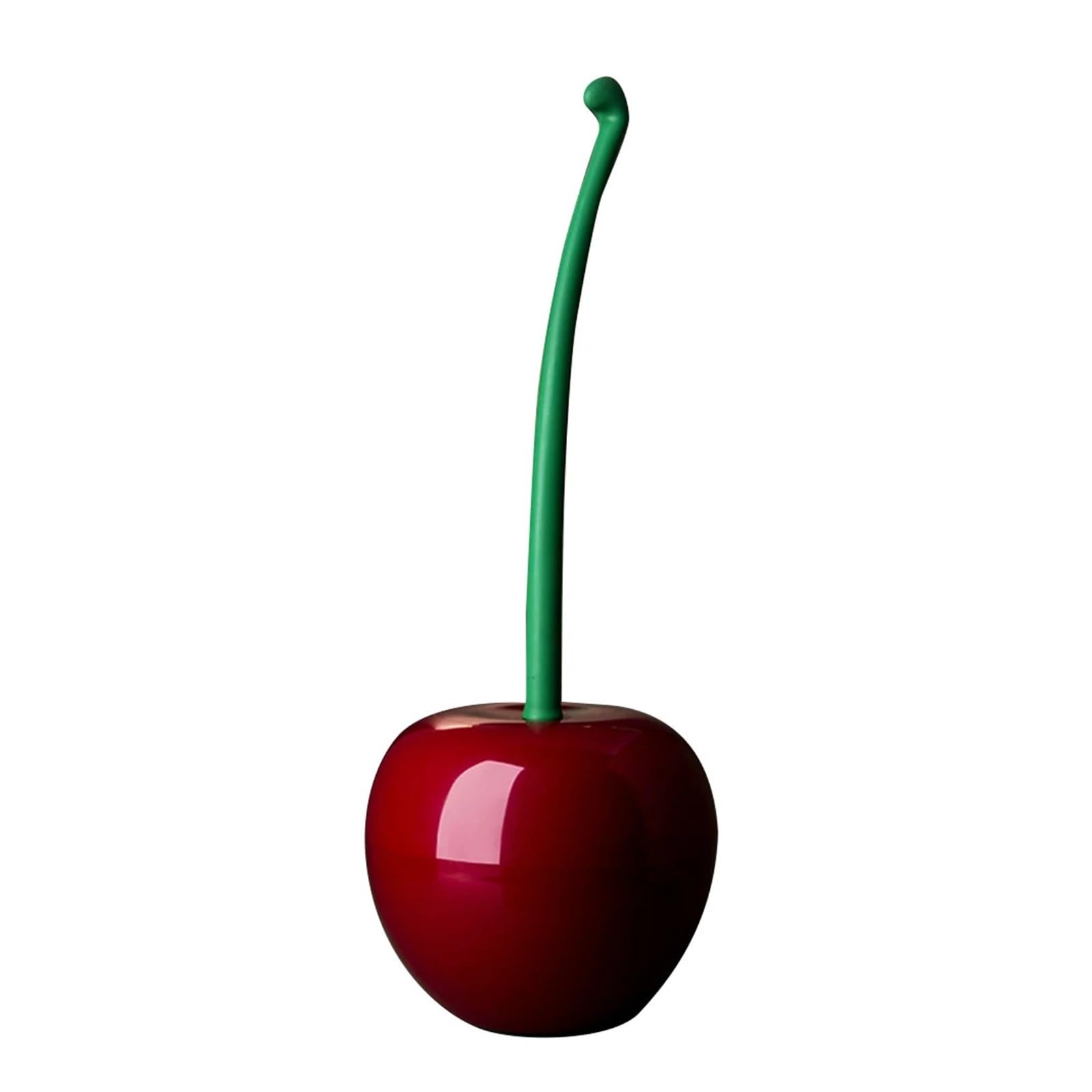 Cepillo de baño creativo Baño en forma de cereza Compatible con cepillo de limpieza Mango largo Soporte for cepillo de limpieza de inodoro Herramienta de limpieza for el hogar(Red brush head)