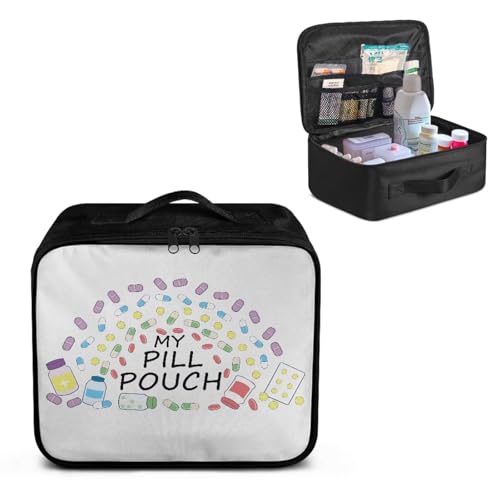Image of Gomyblomy First Aid Bag Empty for Home My Pill Pouch Print Travel Medicine Bag with Double Zippers Portable Emergency Trauma Bag Medical Supplies Storage Pouch for Hiking Sport