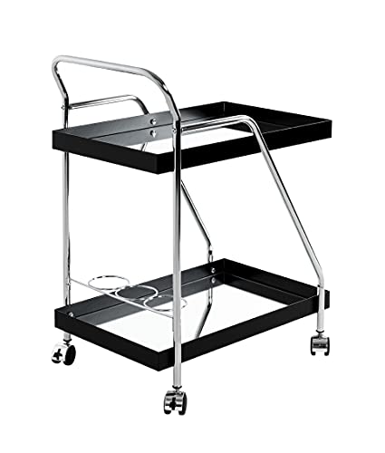 Carro de servicio HAKU de metal cromado con espejo de 62x84x46 cm 6