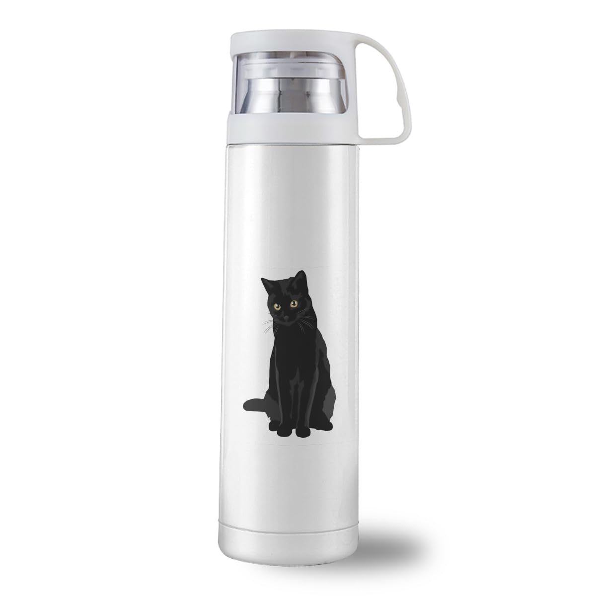 Amazon｜水筒 黒猫 猫柄 ネコ 魔法瓶 ステンレスボトル マグボトル