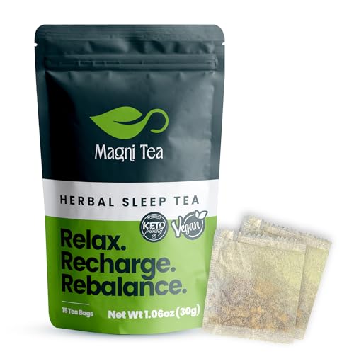 MagniTea Herbal Sleep Aid Magnesium Glycinate Muscle Relaxation T...